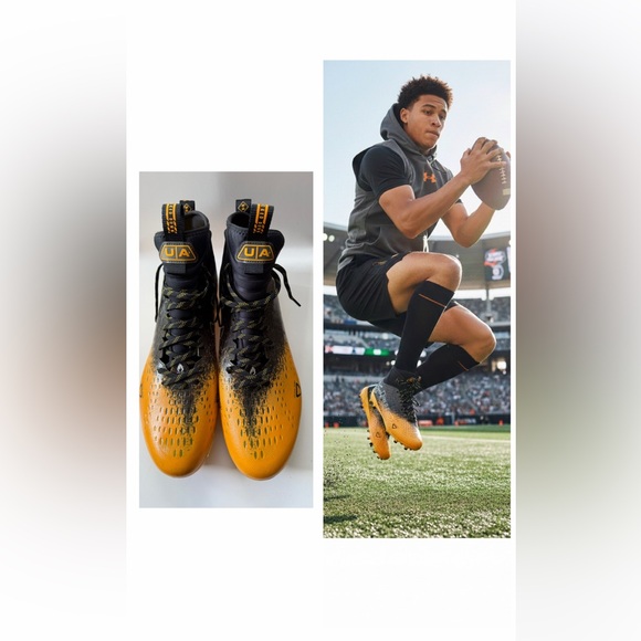 Under Armour Black and Yellow Spotlight Lux Sports Football Cleats size US16